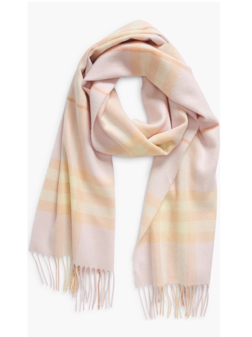 Burberry Check Fringe Cashmere Scarf